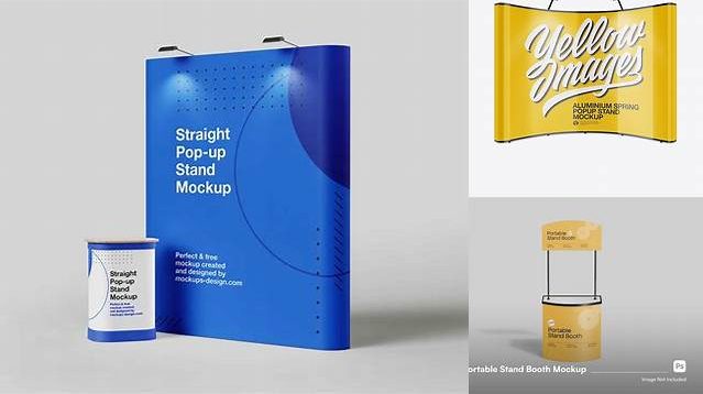 8259+ Glossy Spring Pop-up Stand PSD Mockup Front View Free Mockup PSD Template