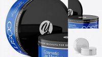 826+ Two Glossy Cosmetic Jars PSD Mockup Half Side View Professional Quality PSD Freebie