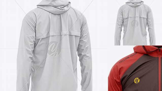 8260+ Men's Lightweight Hooded Windbreaker Jacket Back View Versatile Photoshop File