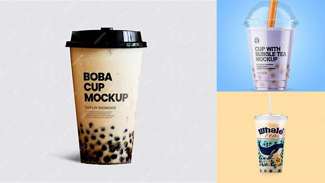 8262+ Mockup Cup Boba Professional Design PSD