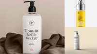 8264+ 30ml Cosmetic Bottle with Chrome Dispenser Pump PSD Mockup High-End Photoshop Mockup