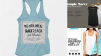 8267+ Women's Racerback Tank Top PSD Mockup Front View High Resolution