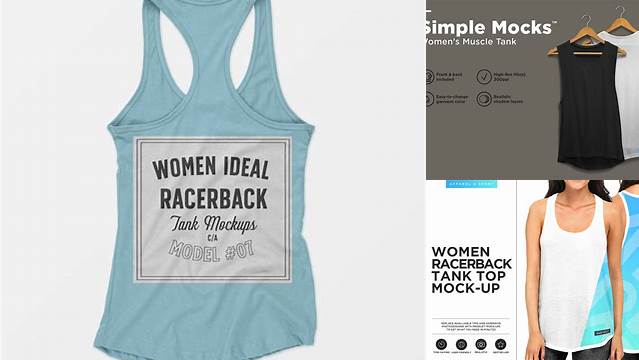 8267+ Women's Racerback Tank Top PSD Mockup Front View High Resolution