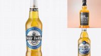 827+ 330ml Clear Glass Bottle with Lager Beer PSD Mockup Professional Quality PSD Freebie