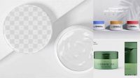 827+ Opened Green Cosmetic Jar PSD Mockup High-Angle Shot Advanced Photoshop Design Free