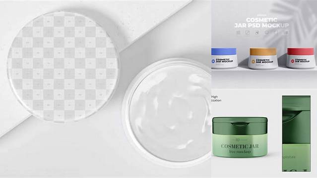 827+ Opened Green Cosmetic Jar PSD Mockup High-Angle Shot Advanced Photoshop Design Free