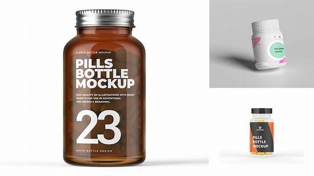 8272+ Green Glass Bottle With Pills PSD Mockup Photoshop Resource Free