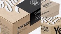 8272+ Kraft Package With a Label PSD Mockup Half Side View High-Angle Shot Free Graphic Design Mockup File