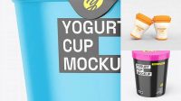 8274+ Glossy Yogurt Cup PSD Mockup Half Side View High-Angle Shot Smart Layer Mockup Free