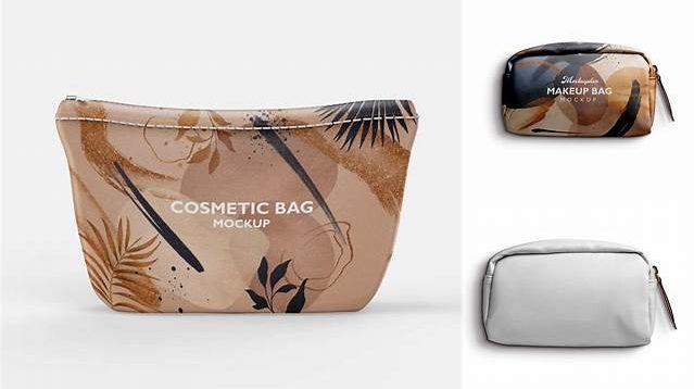 8276+ Glossy Cosmetic Bag PSD Mockup Back Half Side View High-Quality Design Free PSD