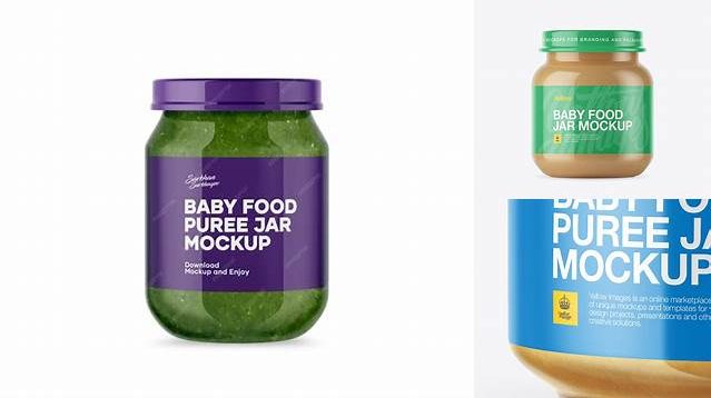 8279+ Baby Food Apple Puree Jar PSD Mockup Free PSD