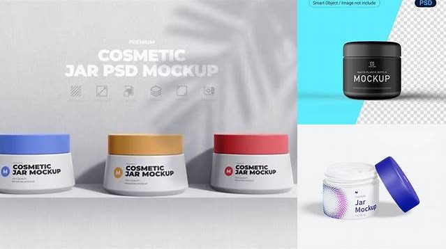 8281+ Matte Cosmetic Jar PSD Mockup Front View High Angle Shot Stylish PSD for Free