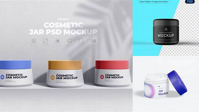 8281+ Matte Cosmetic Jar PSD Mockup Front View High Angle Shot Stylish PSD for Free