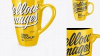 8287+ Glossy Mug PSD Mockup Half Side View High-Angle Shot Custom PSD Mockup Template