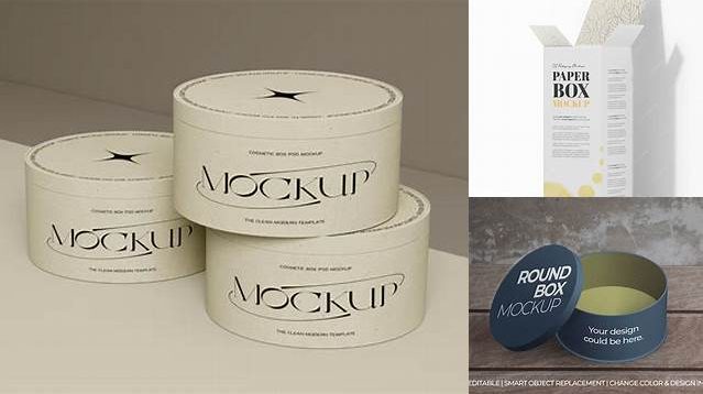 8287+ Glossy Round Paper Boxes PSD Mockup Elegant Photoshop Mockup