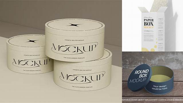 8287+ Glossy Round Paper Boxes PSD Mockup Elegant Photoshop Mockup