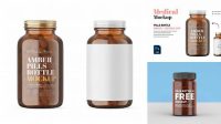 8290+ Amber Glass Pills Bottle PSD Mockup Customizable Layered Design PSD