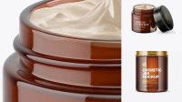 8291+ Opened Amber Cosmetic Jar PSD Mockup High-Angle Shot Elegant and Stylish Free PSD