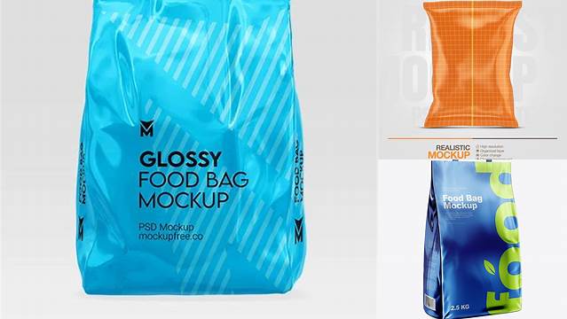 8293+ Glossy Snack Bag PSD Mockup Half Side View Fully Editable PSD Template