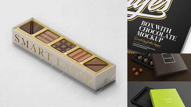 8293+ Matte Chocolate Box PSD Mockup Half Side View High-Angle Shot Smart Layer Mockup Free