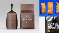 8294+ Foil Coffee Bag With Valve PSD Mockup Front View Stylish Free PSD