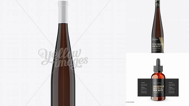 8297+ Amber Glass Rhine Bottle PSD Mockup Easy-to-Edit PSD