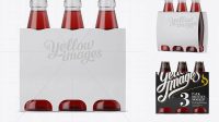 8305+ White Paper 3 Pack Red Liquid Bottle Carrier PSD Mockup Fully Layered Free Photoshop File