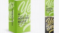 8314+ Textured Carton Box with Hang Tab PSD Mockup Front View high-angle shot High-Quality Editable PSD