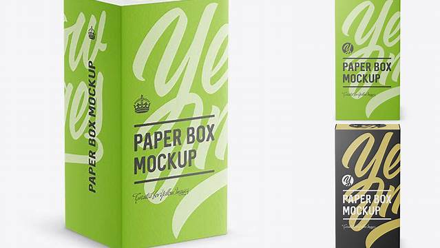 8314+ Textured Carton Box with Hang Tab PSD Mockup Front View high-angle shot High-Quality Editable PSD