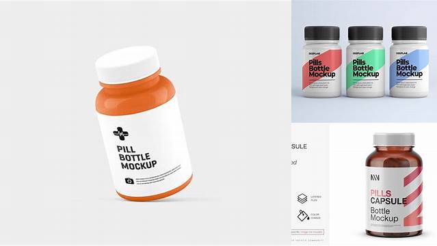 8316+ Matte Pills Bottle PSD Mockup High-Angle Shot Exclusive Free PSD Mockups