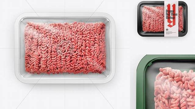 8316+ Plastic Tray With Beef Mince PSD Mockup Top View Versatile Mockup for Designers