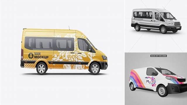 8317+ Passenger Van PSD Mockup Half Side View Elegant and Stylish Mockup