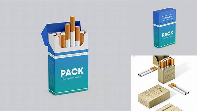 8318+ Cigarettes Package PSD Mockup Half Side View Fully Customizable Photoshop Freebie