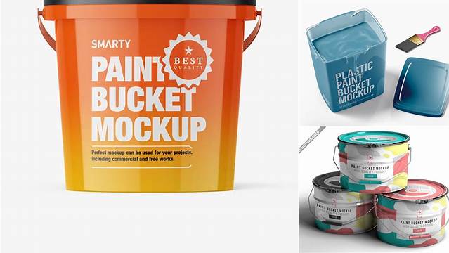 8318+ Glossy Paint Bucket PSD Mockup High-Quality Editable PSD