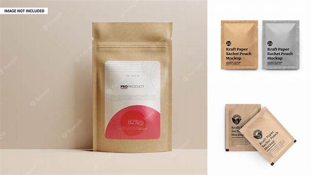 8318+ Kraft Paper Sachet PSD Mockup Half Side View Free PSD for Creatives