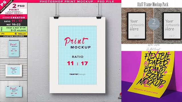 832+ Poster Mockup 11x17 Photoshop Freebie