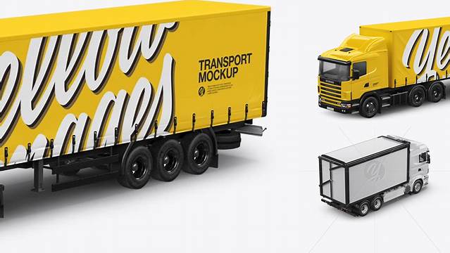 8324+ Truck PSD Mockup Half Side View High-Angle Shot High-End Creative PSD Template