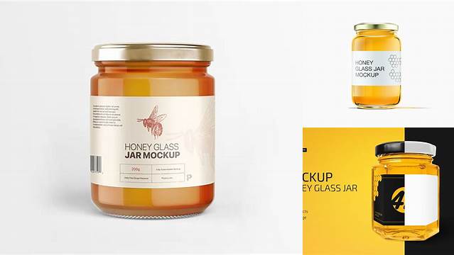 8327+ Clear Glass Honey Jar PSD Mockup Unique High-Resolution Photoshop Mockup