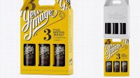 8327+ White Paper 3 Pack Amber Bottle Carrier PSD Mockup Fully Layered Photoshop Freebie