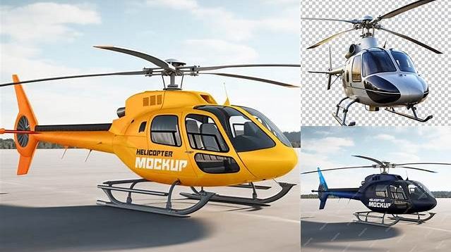 8329+ Flying Helicopter PSD Mockup Premium Design Freebie