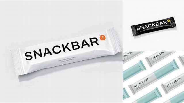 8330+ Matte Metallic Snack Bar PSD Mockup Back View Versatile Mockup for Designers