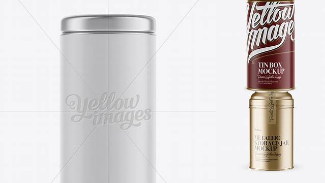 8332+ Metallic Storage Jar with Paper Label Front View Smart Object PSD Template