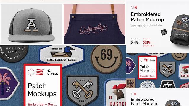 8336+ Patch Mockups + Embroidery Generator PSD Download