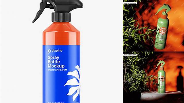 8337+ Glossy Cosmetic Bottle with Trigger Sprayer PSD Mockup Unique High-Resolution PSD