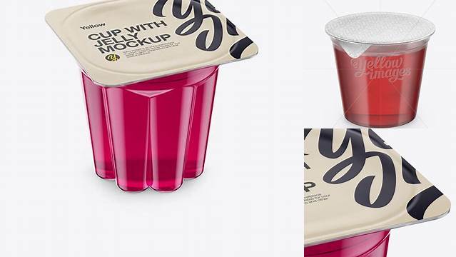 8339+ Clear Cup with Jelly PSD Mockup Half Side View High Angle Shot Digital Download PSD for Free