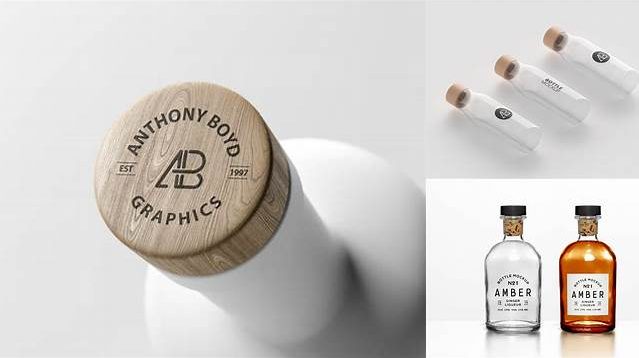 8339+ Frosted Glass Bottle with Wooden Cap PSD Mockup Premium Free Mockup PSD