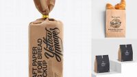 834+ Large Kraft Bread Bag with Clip PSD Mockup Creative and Modern PSD Freebie