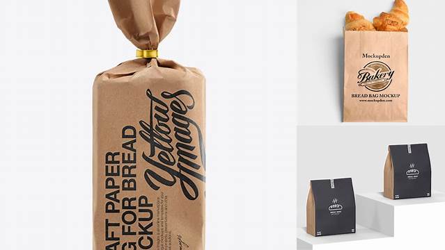 834+ Large Kraft Bread Bag with Clip PSD Mockup Creative and Modern PSD Freebie