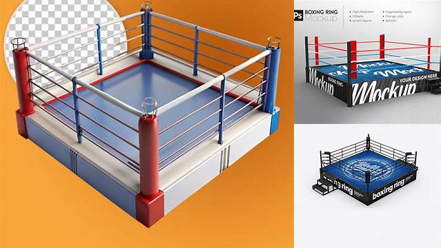 8344+ Boxing Ring PSD Mockup Top View Easy Editable