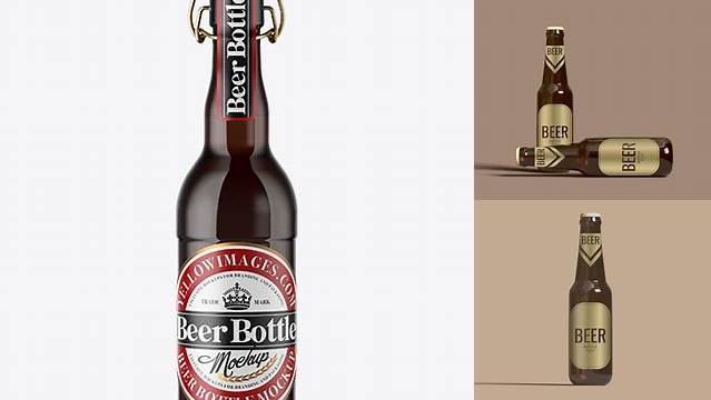 8347+ 500ml Amber Beer Bottle With Swing Top PSD Mockup Premium Free Graphic Resource